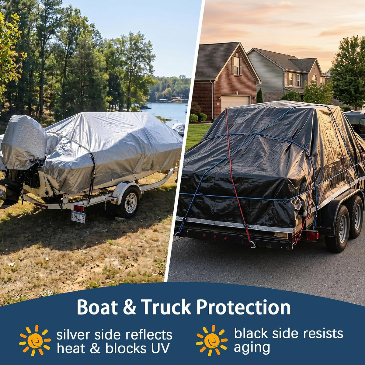 Artpuch Tarp 16x20FT, 12 Mil Heavy Duty Waterproof Poly Tarps with Grommets & Reinforced Edges, Multipurpose Protective Tarp Cover for Outdoor Camping, Tent, Car, Silver/Black