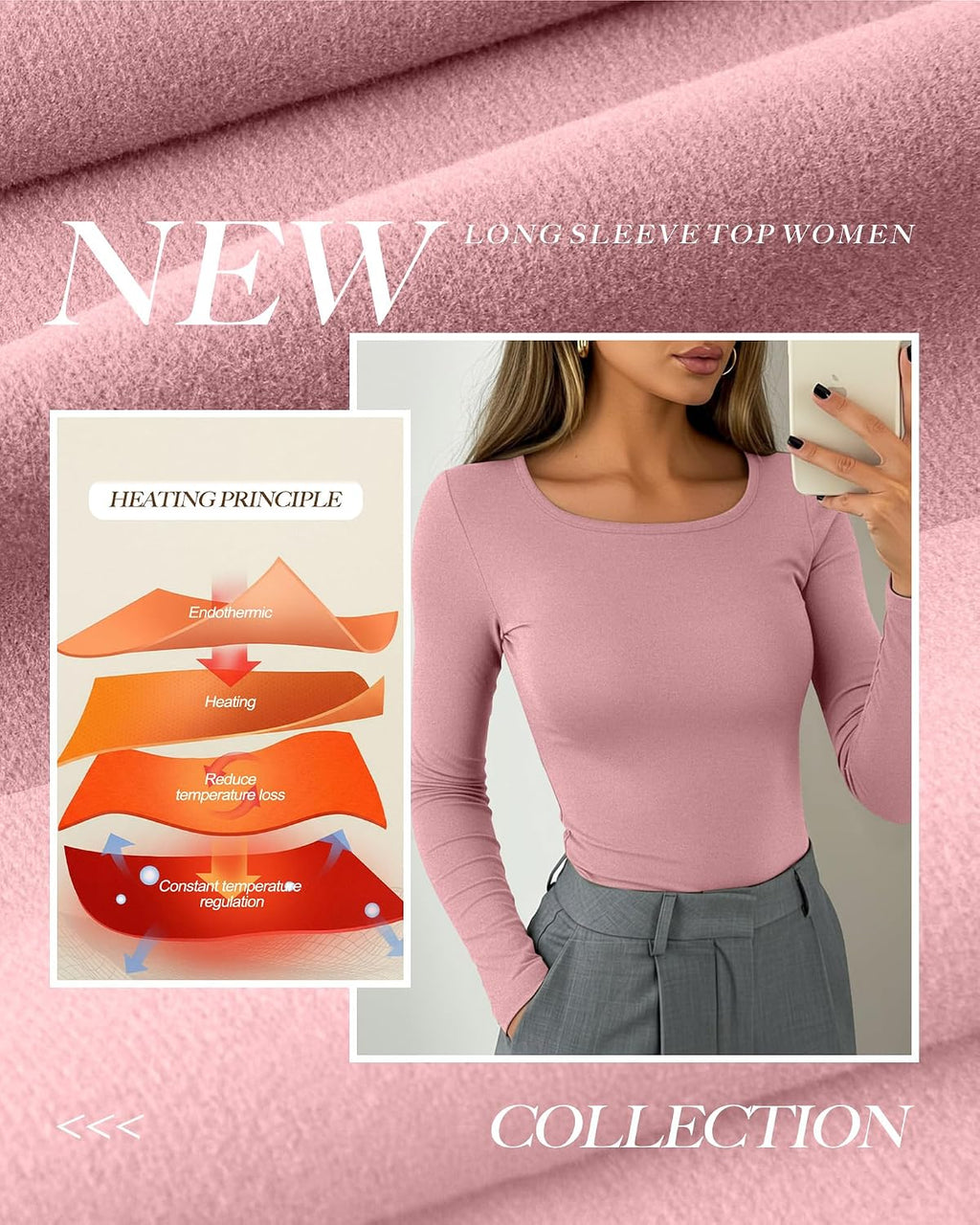 Neer 3 Pack Womens Thermal Shirts Crew Neck Fleece Lined Tops