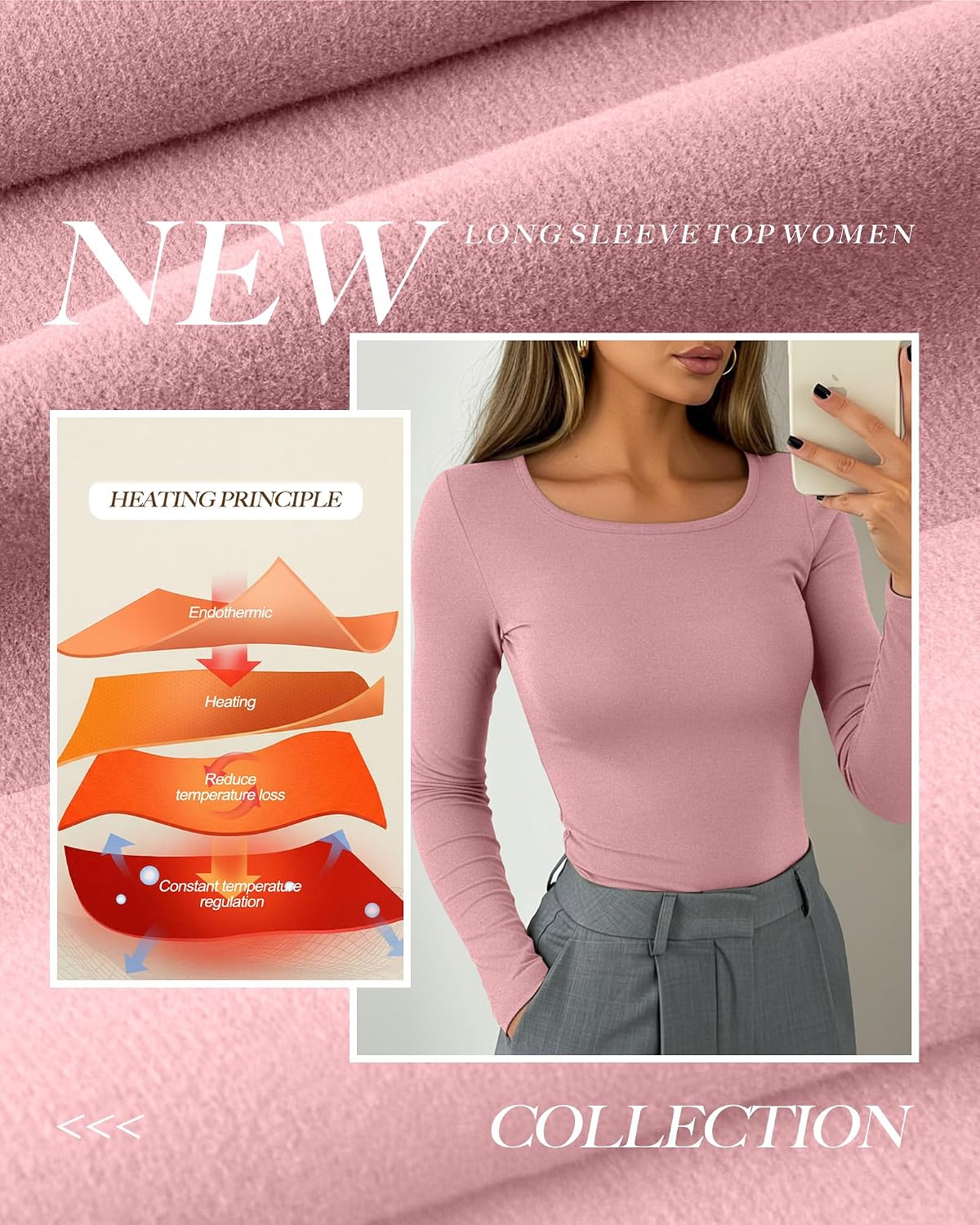 Neer 3 Pack Womens Thermal Shirts Crew Neck Fleece Lined Tops