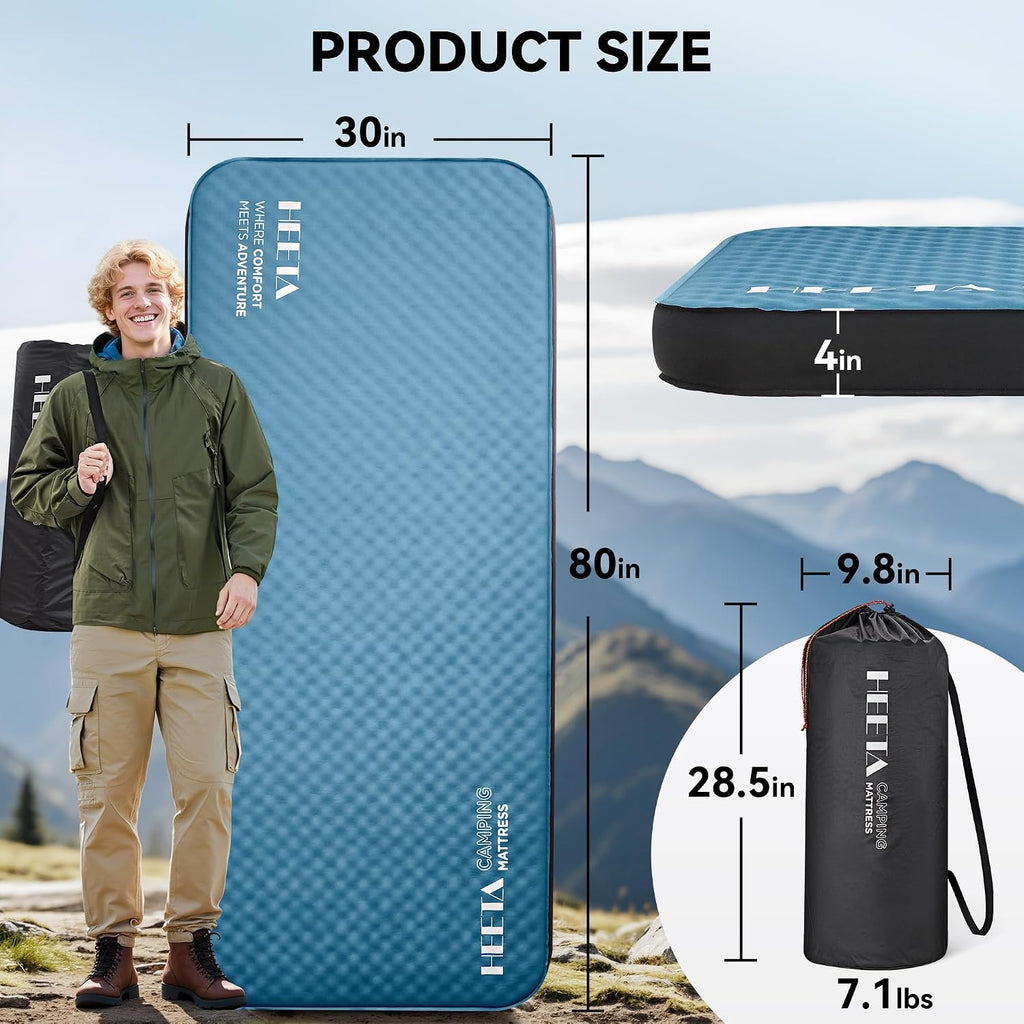 HEETA Self Inflating Sleeping Pad Mat Camping Mattress with Electric Pump
