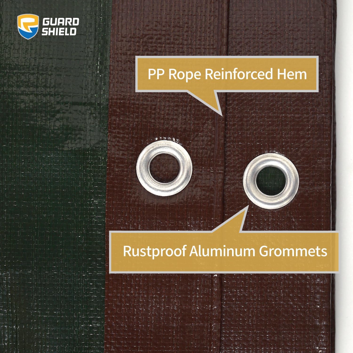 GUARD SHIELD Tarps Heavy Duty Waterproof Brown/Green Plus+ 16x20 FT 12 mil