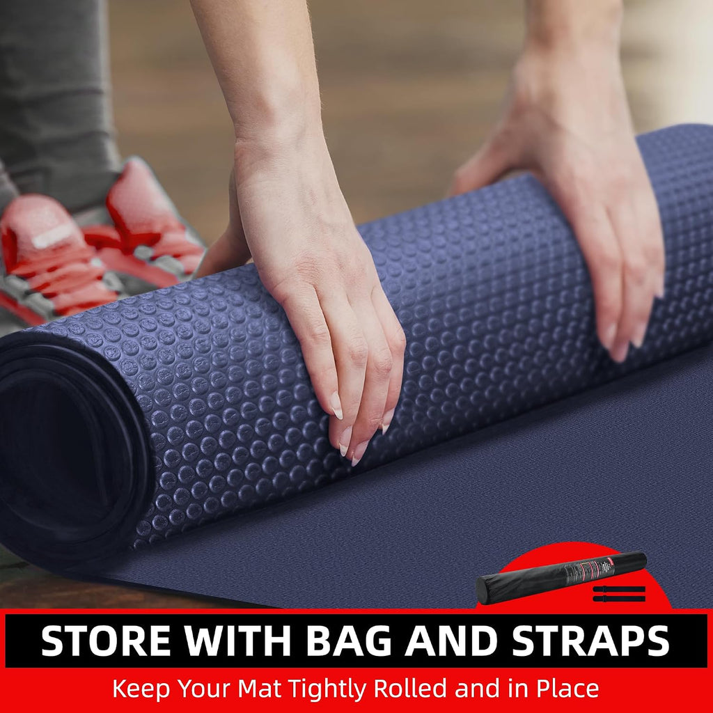 GymCope Large Exercise Mat for Home Workouts, 12x6/10x6/9x6/8x6/7x5/6x4 ft