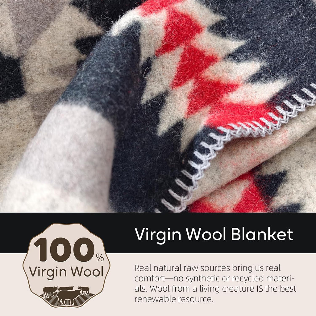 Molithe 100% Wool Blanket, 62" x 86", Warm, Thick, Military, Camping Gear
