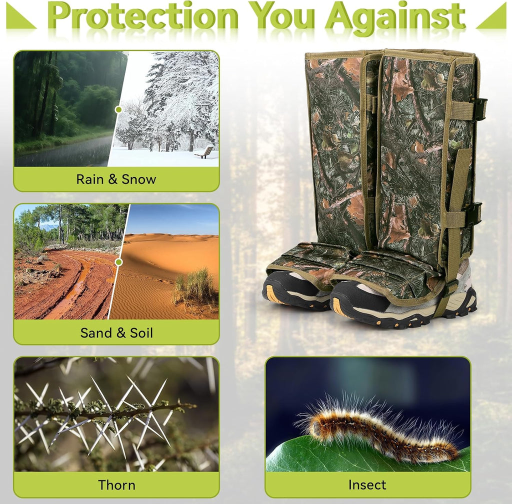 Snake Gaiters for Men & Women, Shoe Gaiters for Hunting, Hiking, Fishing, Farm Working, Snake Gators for Men & Women
