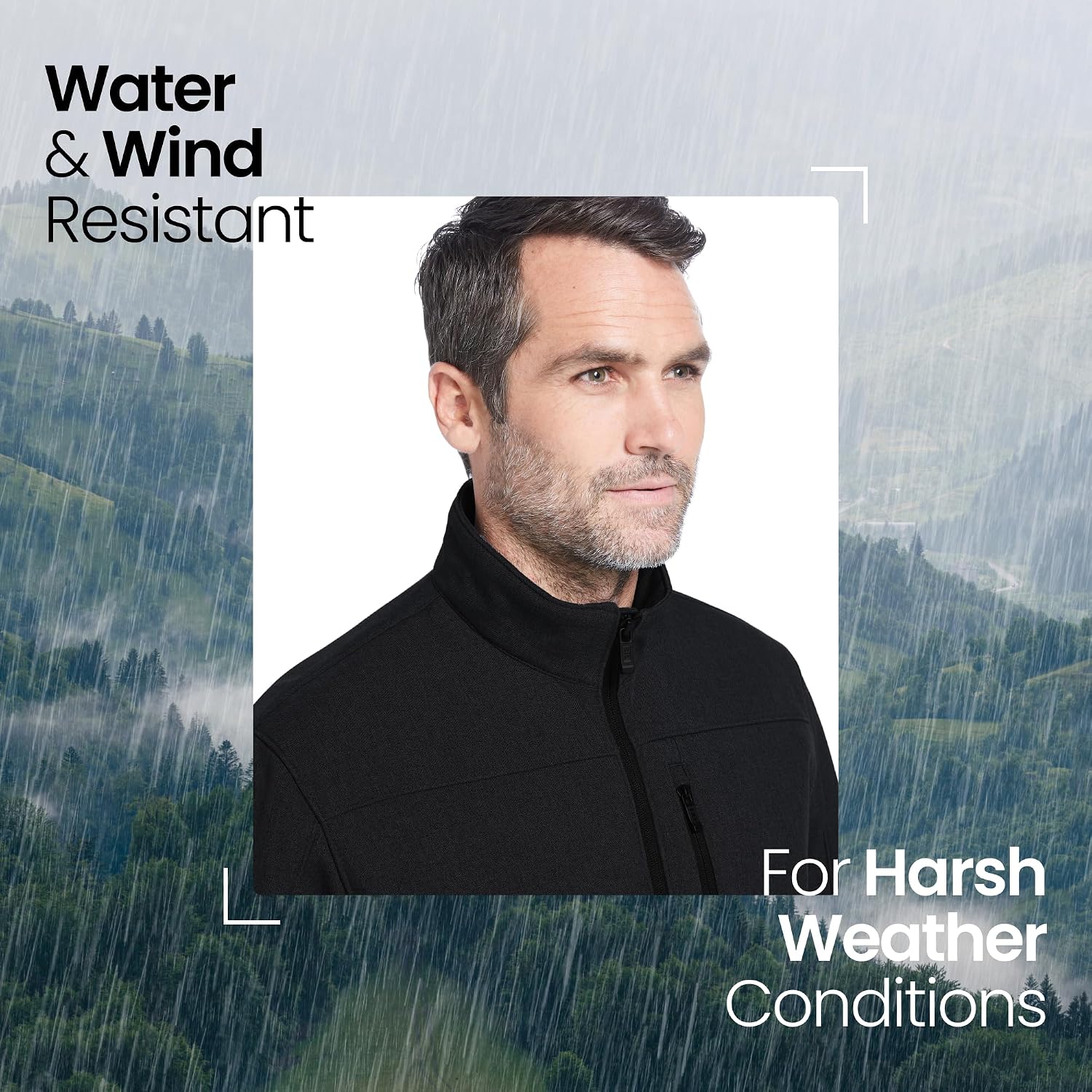 Weatherproof Men's Softshell Jacket – Wind & Water Resistant – Breathable, Lightweight Outdoor Coat
