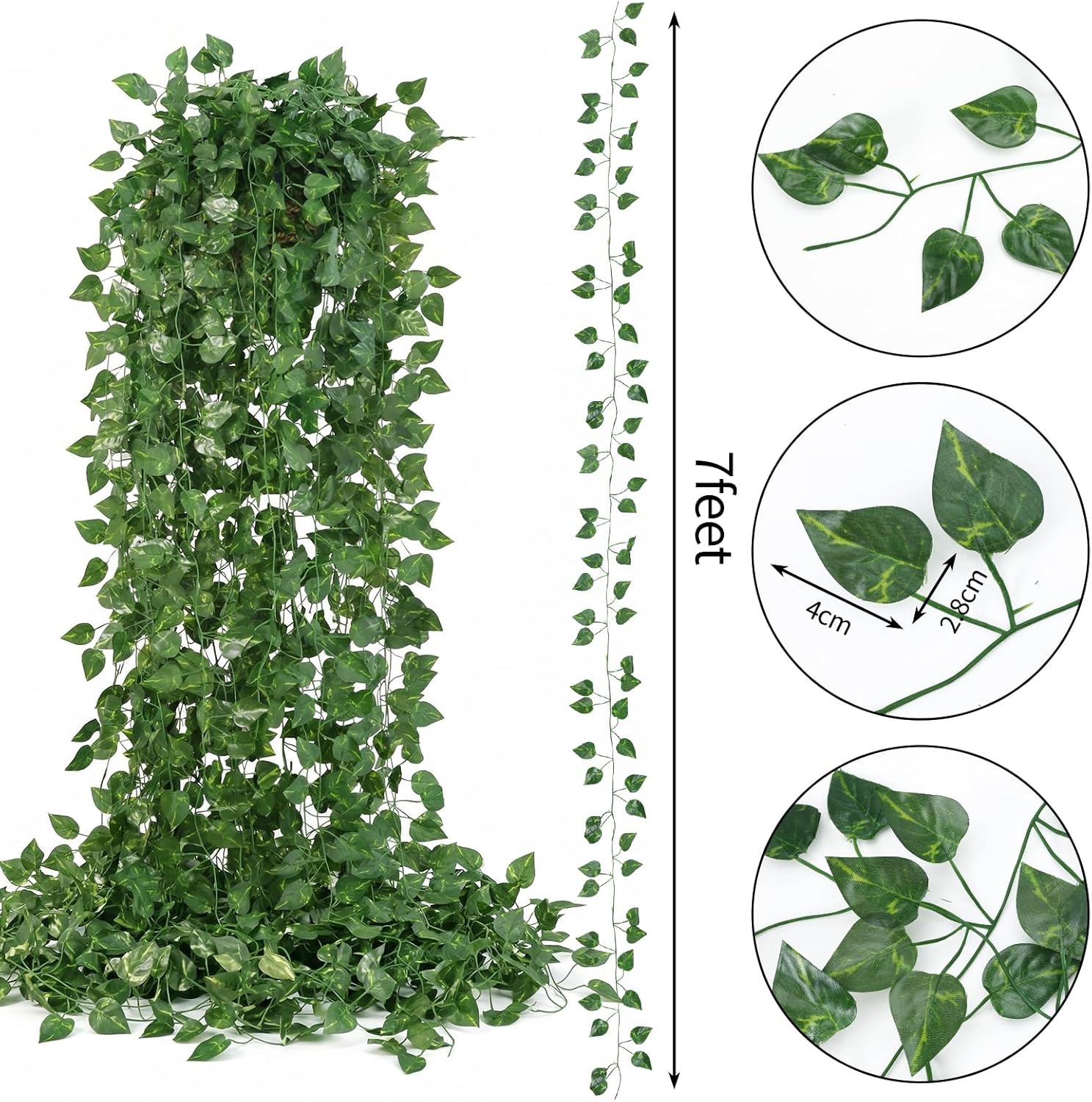 CEWOR Fake Vines for Room Decor 24 Pack 168ft Artificial Ivy Greenery Garland for Bedroom Wall Decor, Hanging Green Leaves for Party Wedding Christmas Decoration