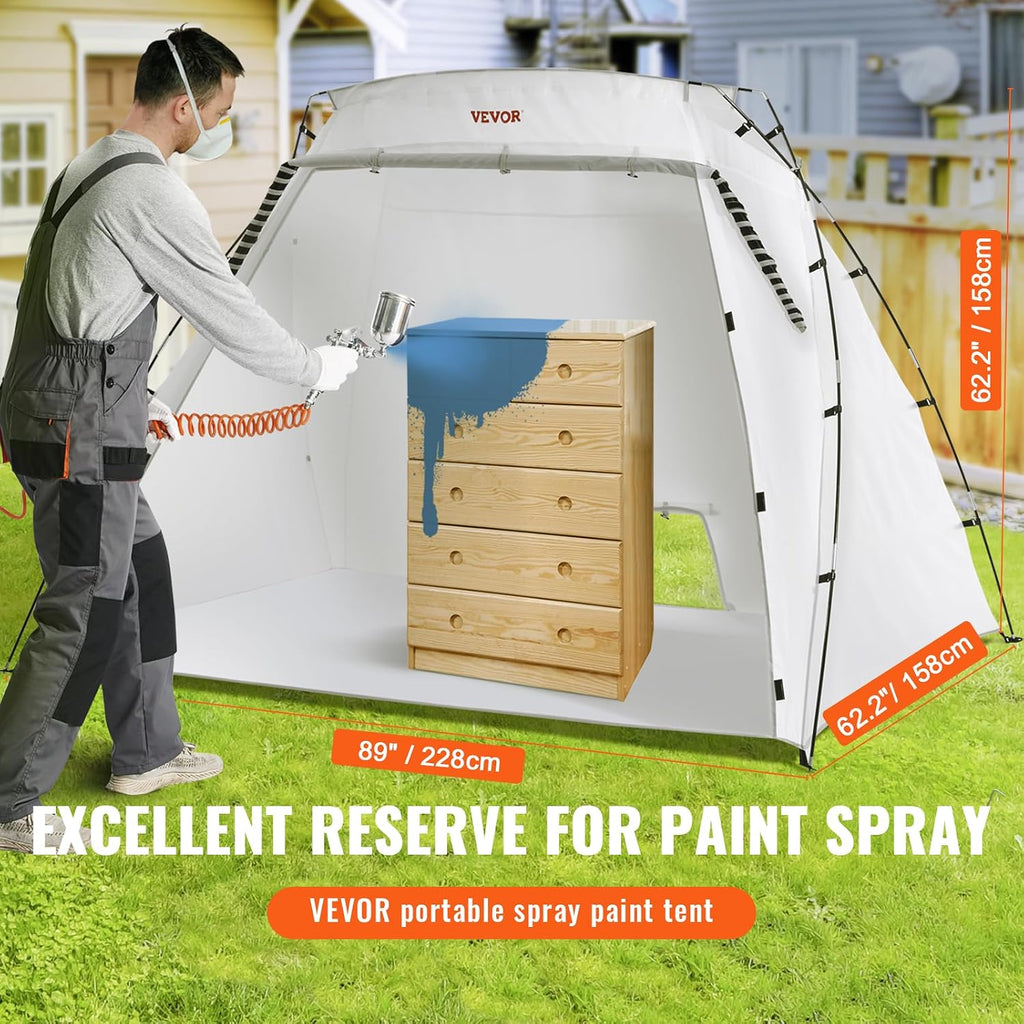 VEVOR Portable Paint Booth, Larger Spray Paint Tent with Built-in Floor & Mesh Screen & Windproof Hooks, Painting Tent Station for Furniture DIY Hobby Tool, 7.5x5.2x5.2ft Spray Paint Shelter