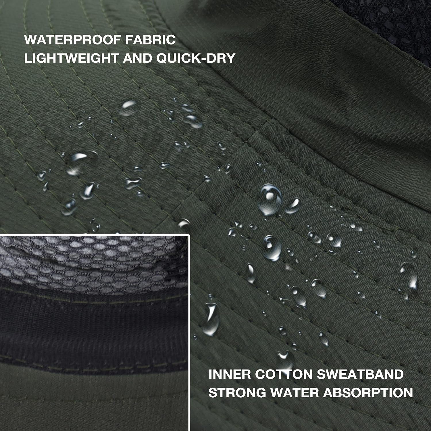 Sun Hats for Men Women UPF 50+ Wide Brim Bucket Hat Waterproof Packable Cowboy Hat for Fishing Beach Safari Gardening Golf