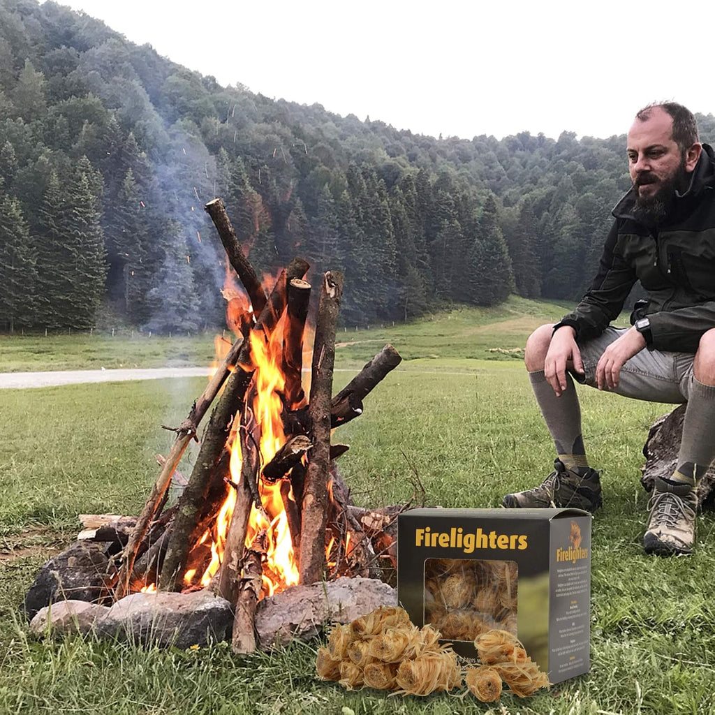 Stanbroil 32 pcs Natural Charcoal Fire Starters Super Fast Lighting