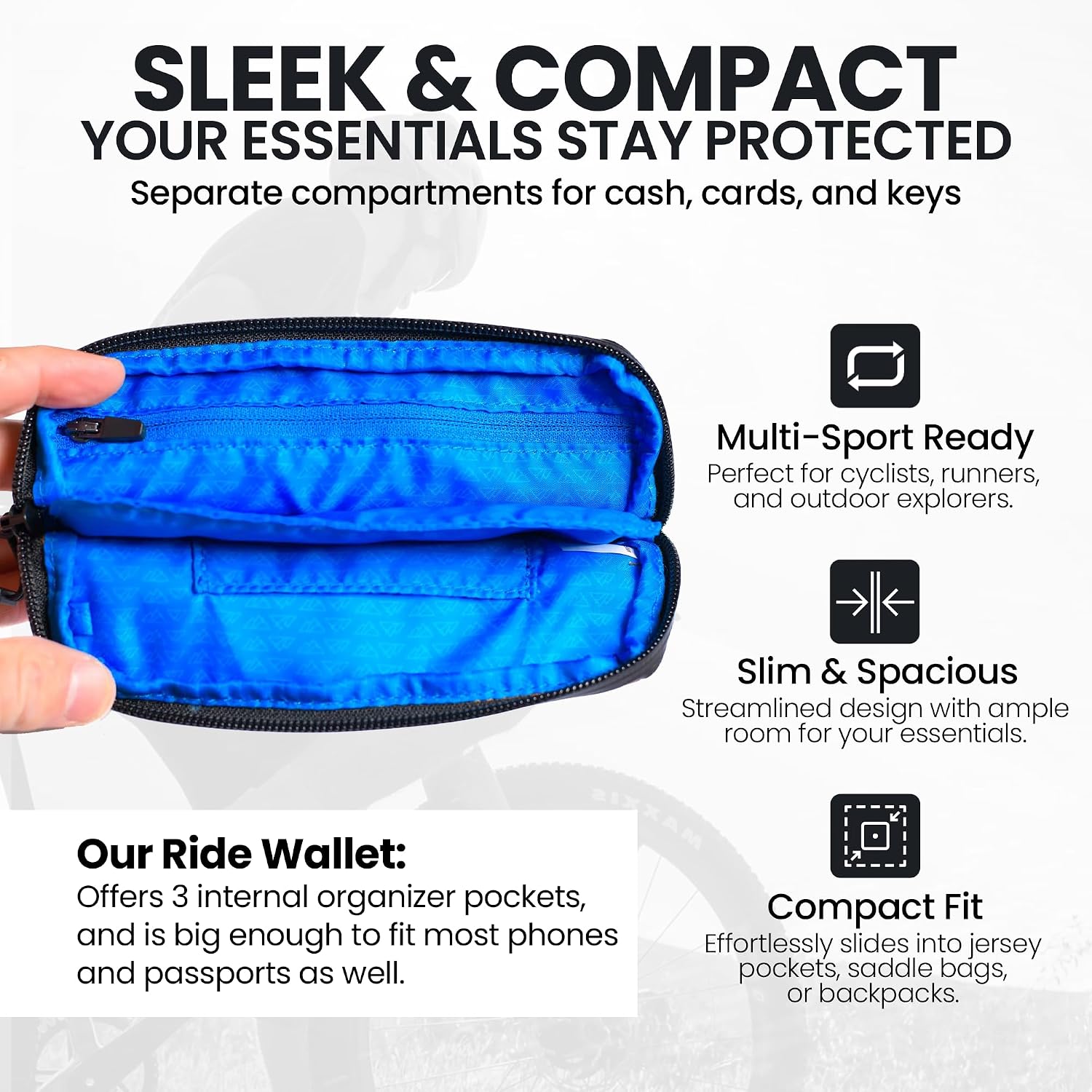 ALMSTHRE Ride Wallet 7”x4” | Waterproof Cycling Wallet for Phone, Cards & Essentials | Durable Ripstop Nylon – Fits Most Phones & Passports | Secure Storage for Biking & Travel