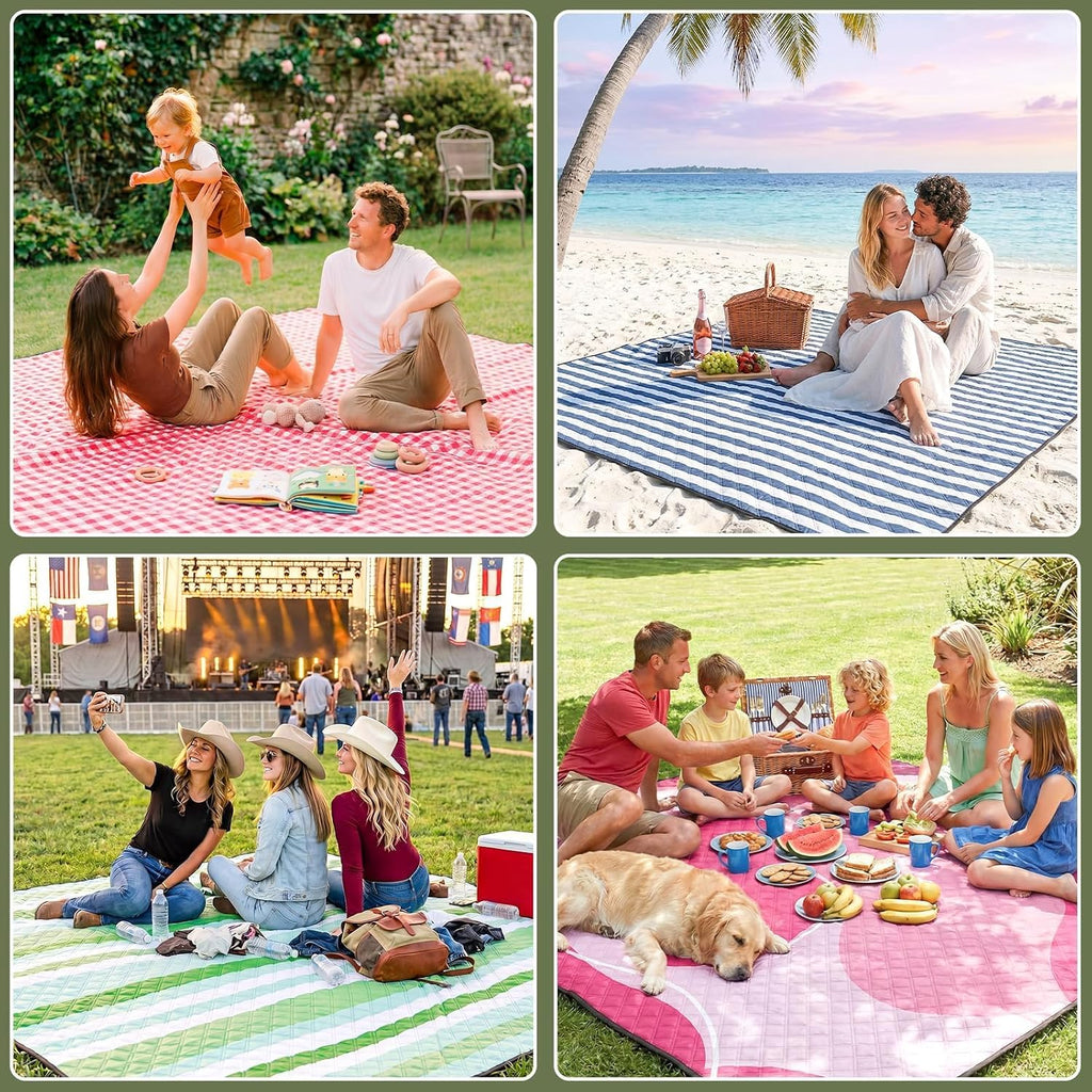 Waterproof Picnic Blanket Outdoor Camping Beach Mat Outside Rug Tent Floor Carpet Extra Large Foldable Sandproof Car Essential Roadtrip Gadget Rv Accessories Glamping Gear Must Haves Hiking Stuff Gift