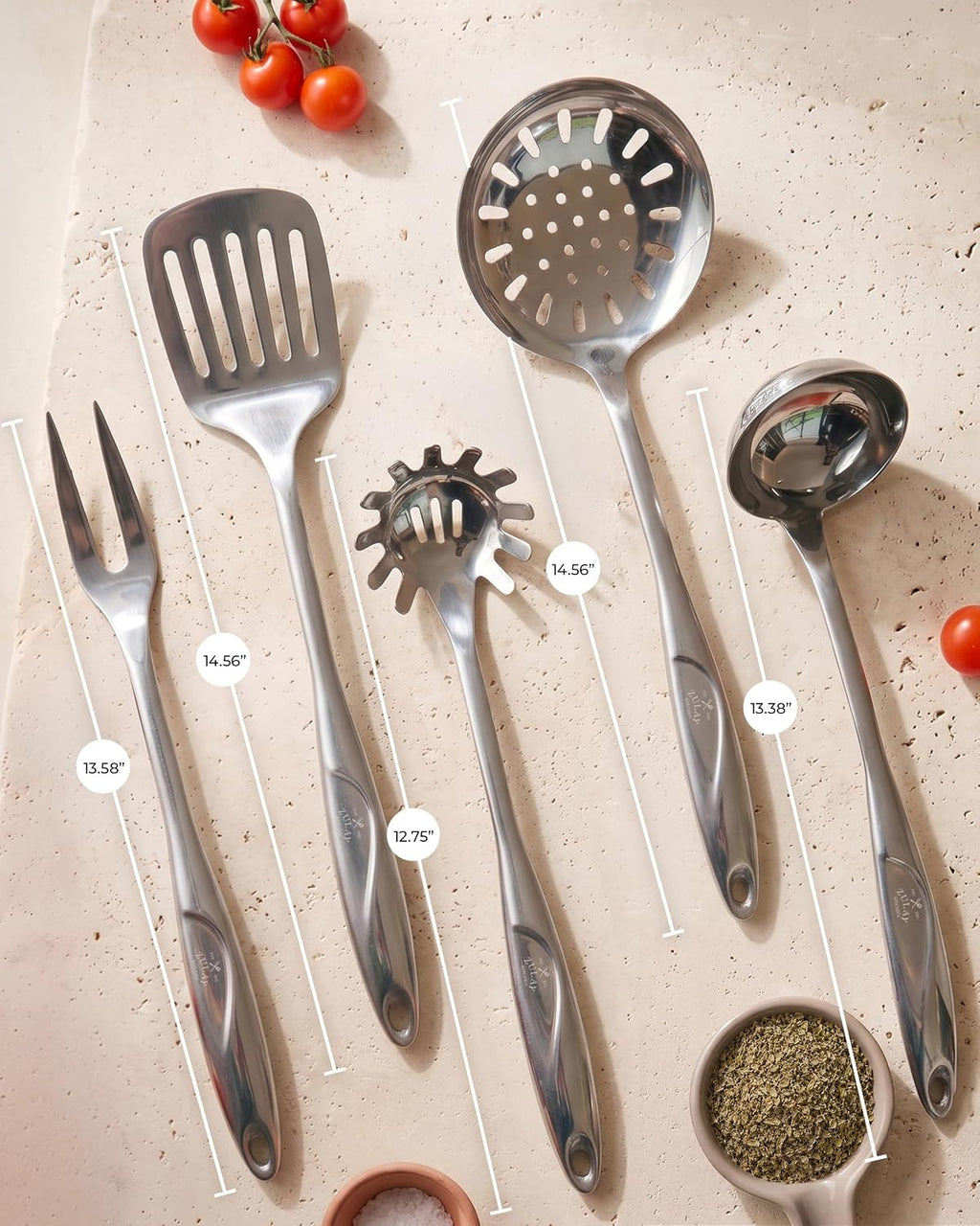 Zulay Kitchen Stainless Steel 5 Piece Cooking Utensil Set