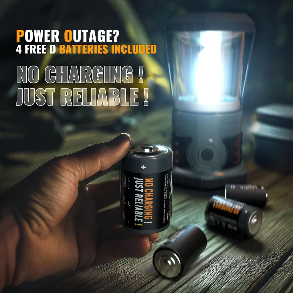 innofox LED Camping Lantern, 1500 LM Lanterns for Power Outages with 4 D Batteries Included, Battery Powered Lantern Flashlight with 4 Light Modes, Weatherproof Tent Light for Storms and Hurricanes