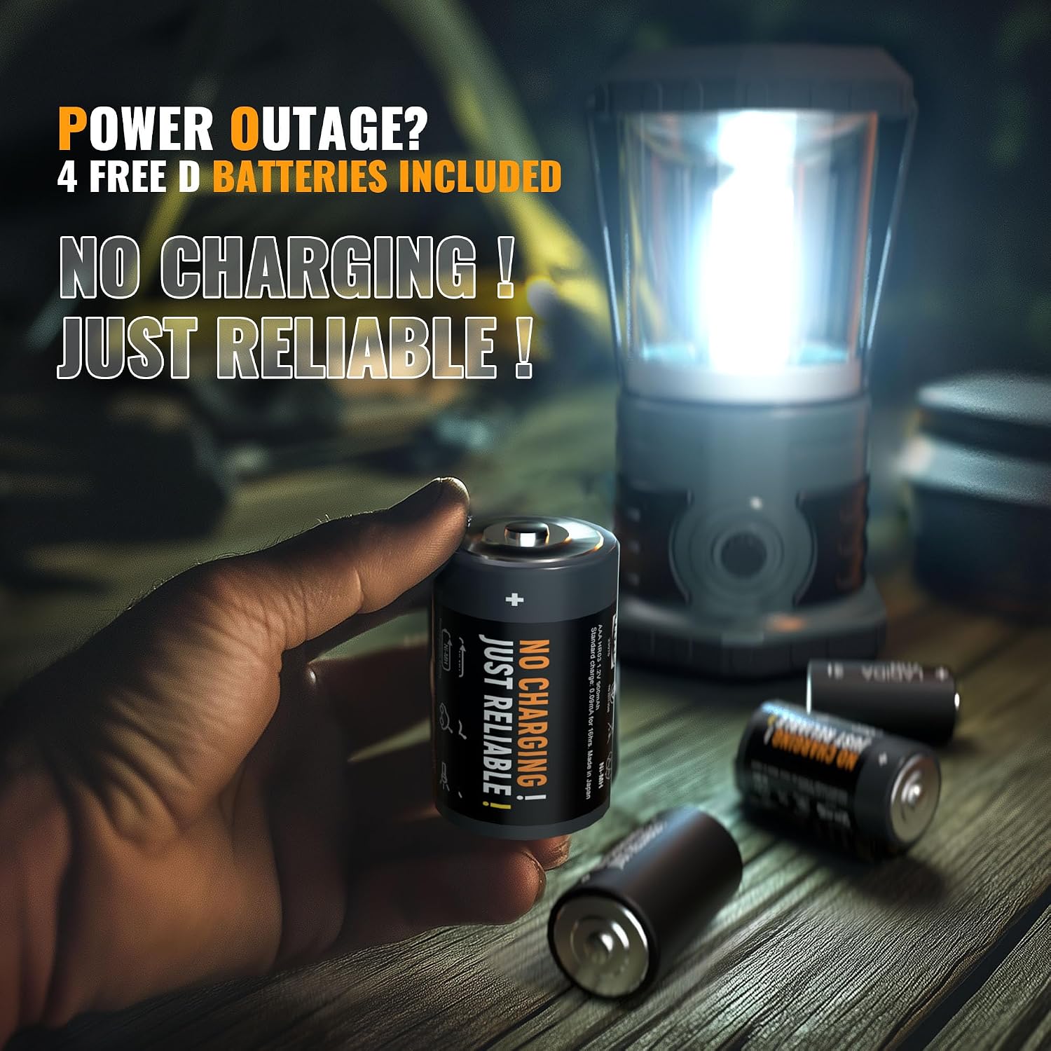 innofox LED Camping Lantern, 1500 LM Lanterns for Power Outages with 4 D Batteries Included, Battery Powered Lantern Flashlight with 4 Light Modes, Weatherproof Tent Light for Storms and Hurricanes