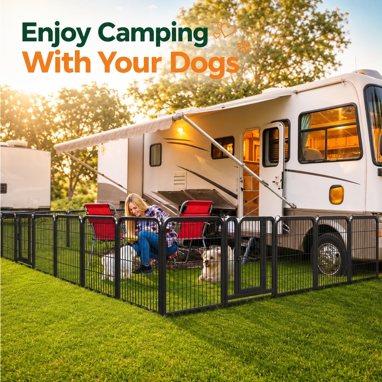 Yaheetech Dog Playpen 24in 16 Panels Pet Fence for Indoor Yard RV Camping