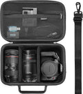 RAIACE Hard Carrying Case Compatible with Canon EOS Rebel T7/ T100/ T6/ R100/ R50/ R5/ R7/ R8, for Sony, for Nikon Camera. Large Capacity Camera Bag for Lens, Cables, Cards and Accessories. - Black