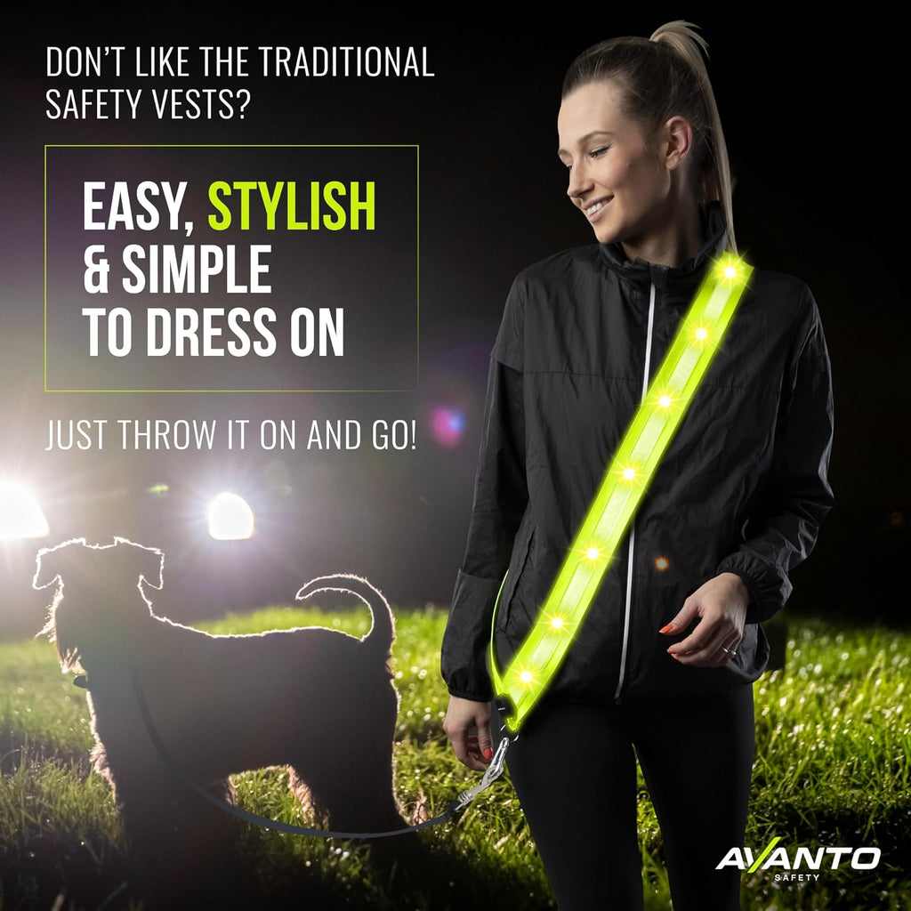 AVANTO LED Reflective Sash,Original, Running Lights for Runners,USB Rechargeable