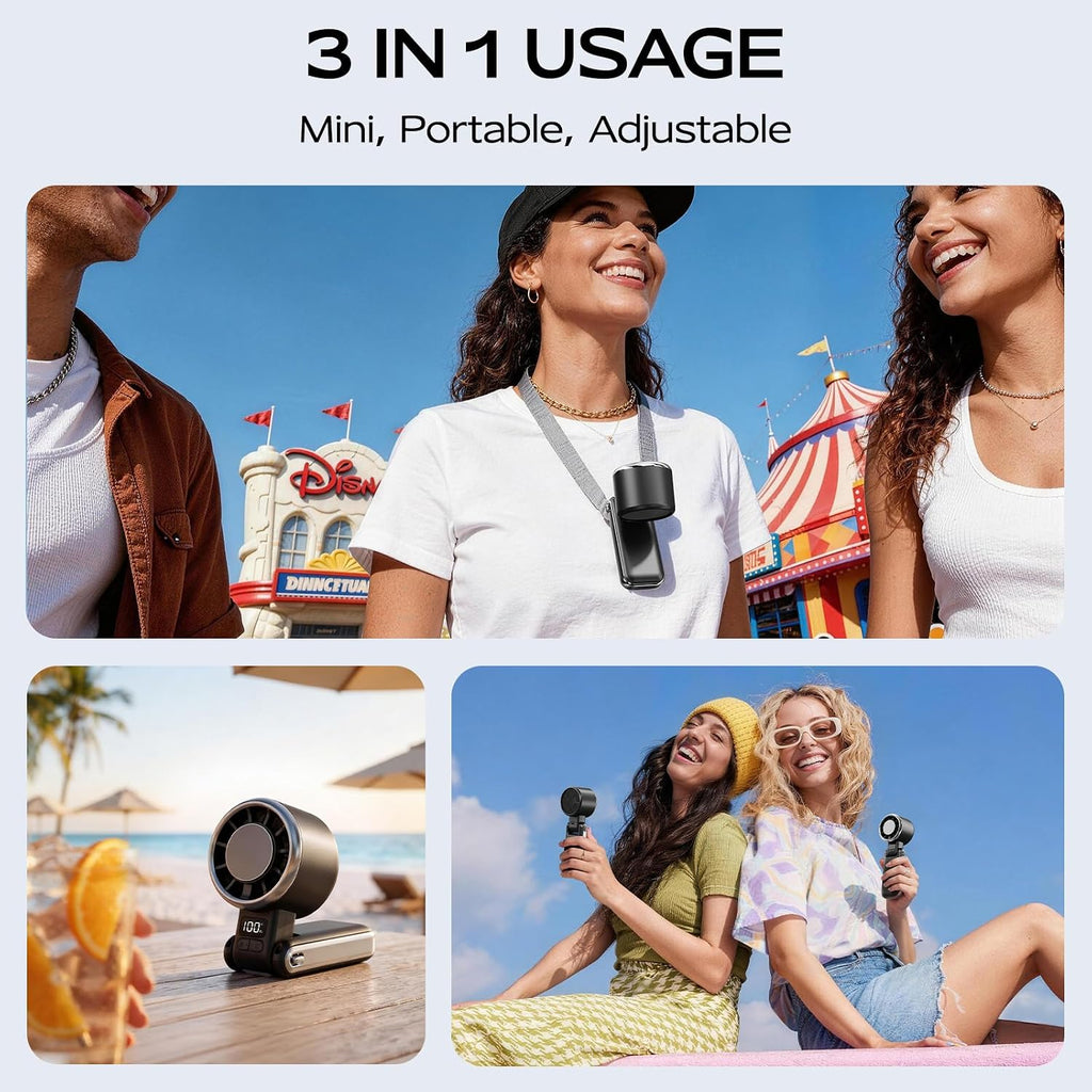 SHEWIND Portable Handheld Fan with Ice Cooling-5 Gear High Speed Turbo Personal Fan Rechargeable,Up to 11 Hrs,Mini Fan Handheld,Europe Travel Essentials Accessories, Beach Vacation, Gifts for Women