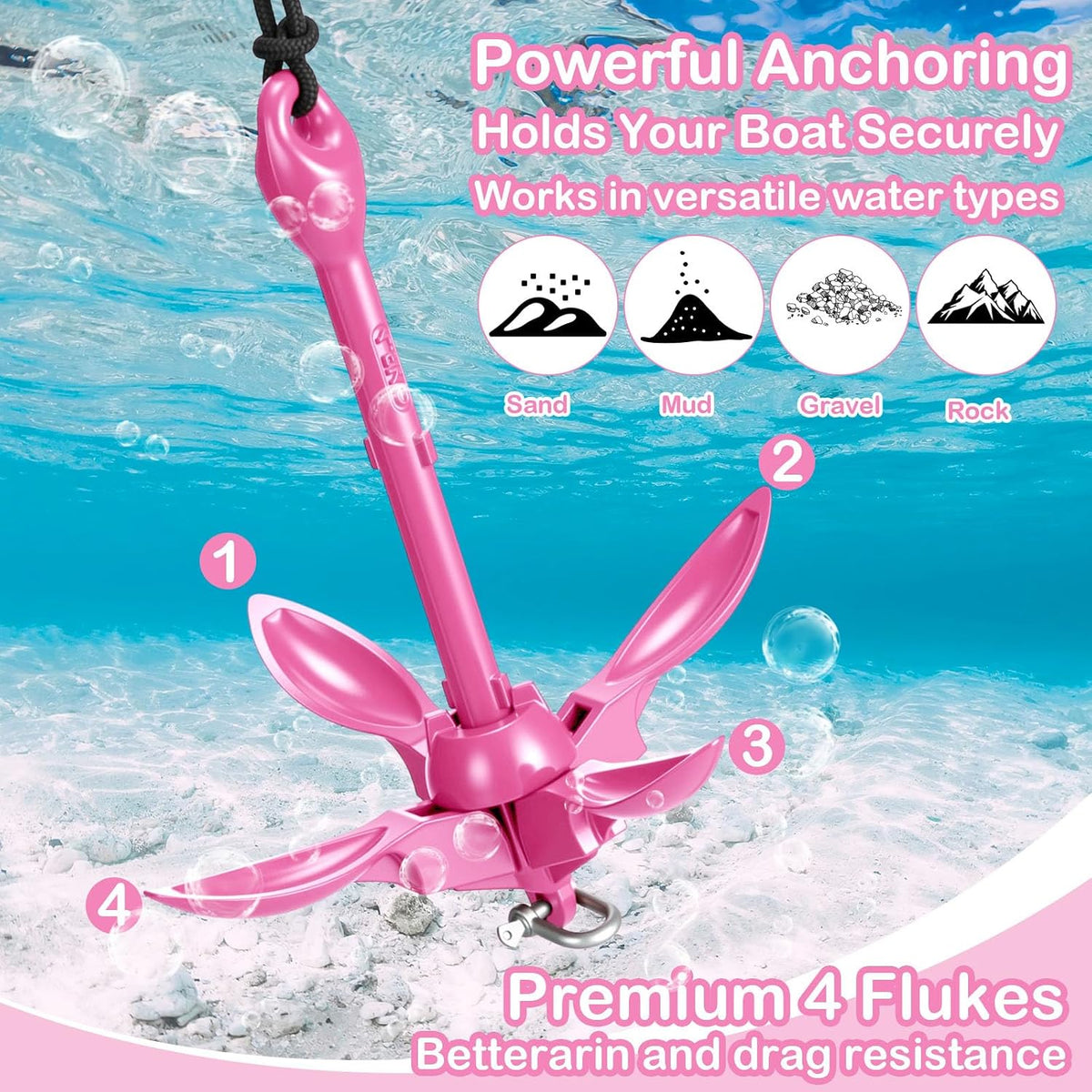 MorningRo Folding Grapnel Anchor Kit, Kayak 40ft Rope