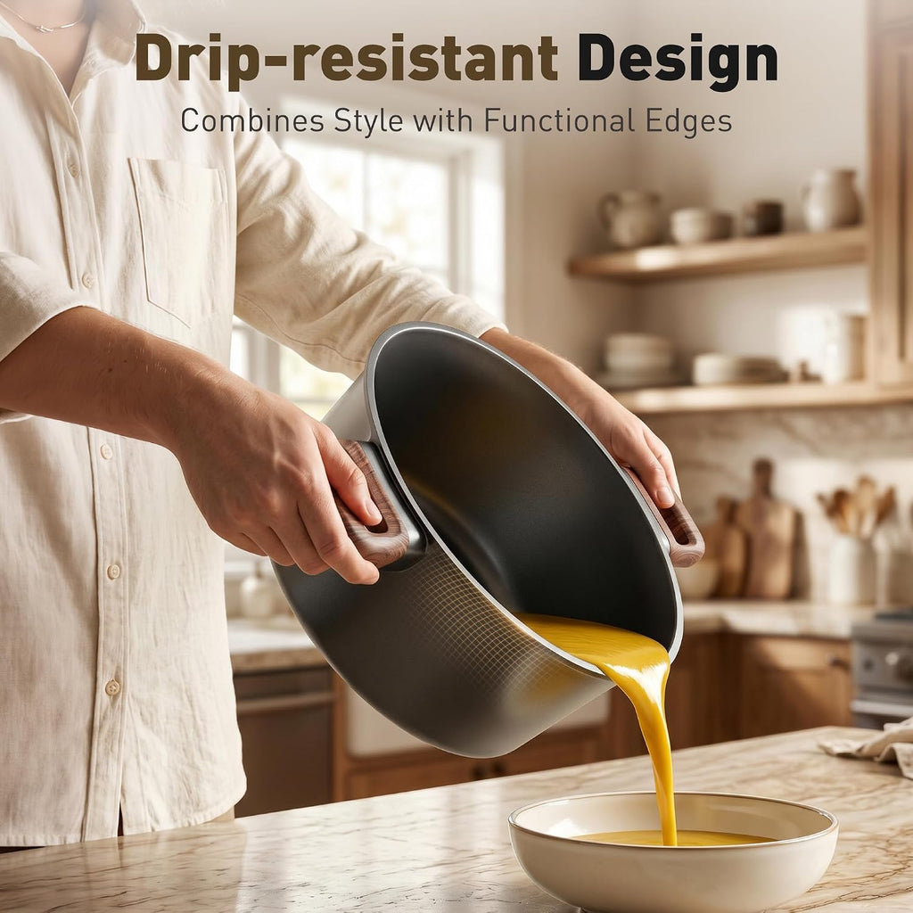 DishDelight 10PCS Ceramic Pots and Pans Set, Kitchen Induction Cookware Set