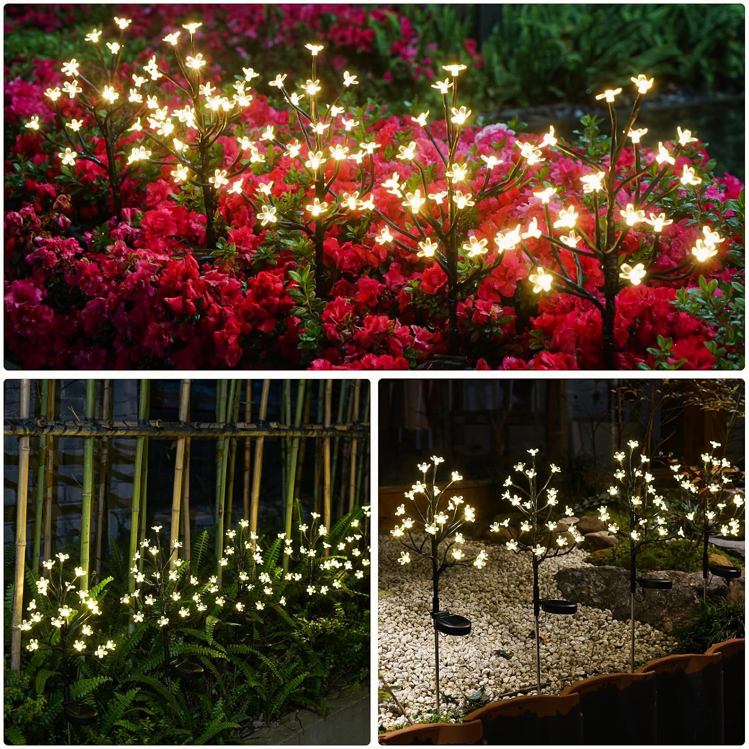 2 Pack Solar Lights Outdoor Waterproof, Garden Lights Solar Flowers