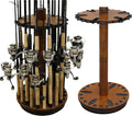 30-Fishing Rod Spinning Wood Storage Rack – Dark Stain