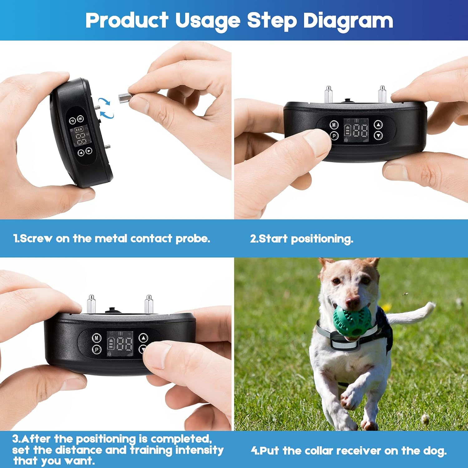 WIEZ GPS Wireless Dog Fence, Electric Dog Fence for Outdoor,Adjustable Warning Strength（98-3280ft）,Pet Containment System Suitable for Mos of Dogs(2 Collars)