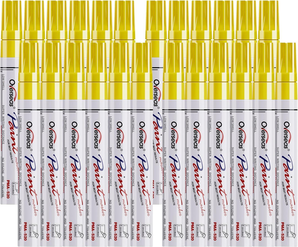 Overseas 24 Yellow Paint Pens Permanent Markers, Oil Based Paint Markers