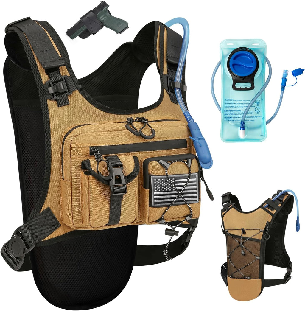Criuage USA Patent Running Hydration Vest Backpack, Lightweight Chest Pack with 2.0L Water Bladder Bag Daypack for Hiking Running Cycling Race Marathon for Women Men