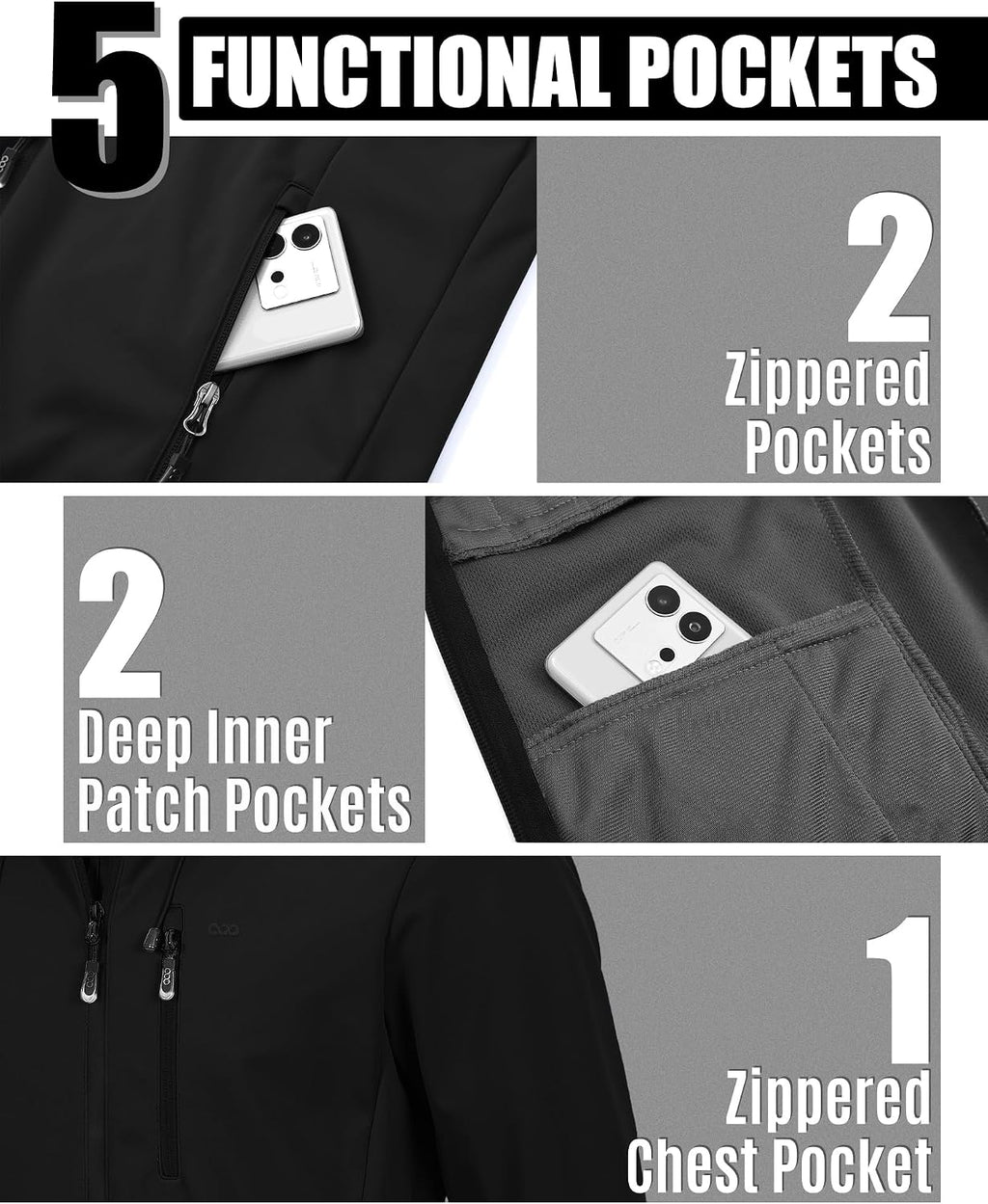 33,000ft Men's Softshell Jacket Hooded Waterproof Windbreaker Rain Jacket