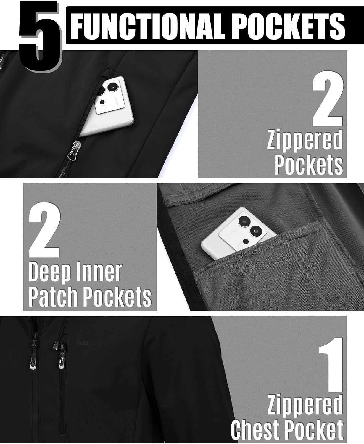 33,000ft Men's Softshell Jacket Hooded Waterproof Windbreaker Rain Jacket