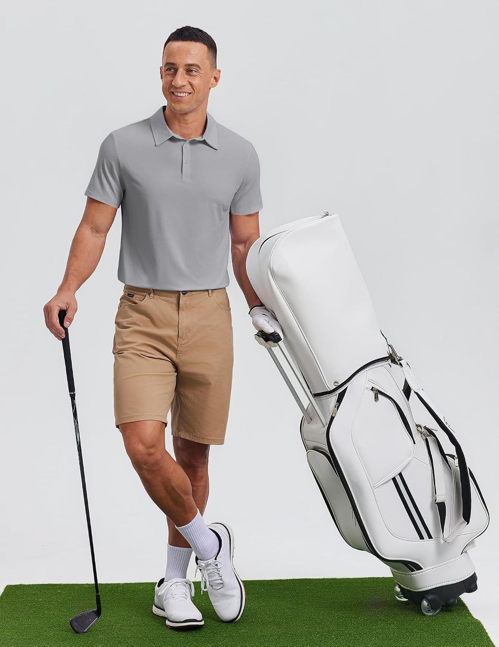 PINSPARK Men's Golf Polo Shirts UPF 50+ Moisture Wicking Collared Shirts