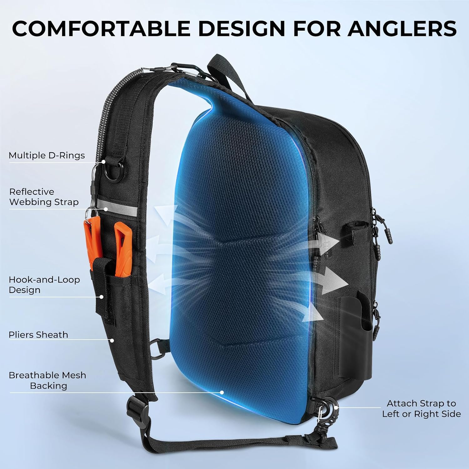 KastKing Karryall Fishing Sling Bag With Rod Holder, Fishing Gear Storage