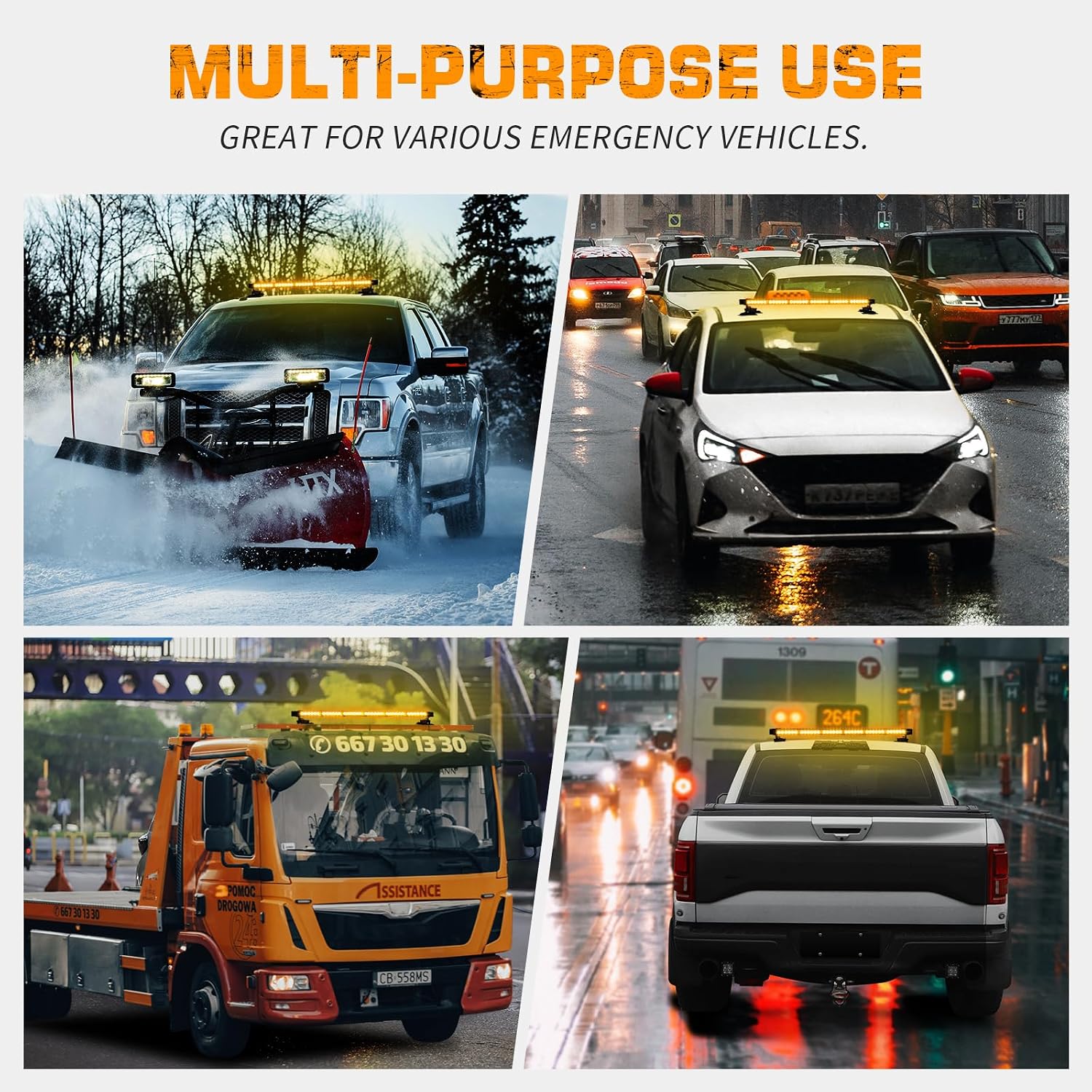 XRIDONSEN 28.4" 80 LED Rooftop Strobe Light Bar Amber Warning Lights