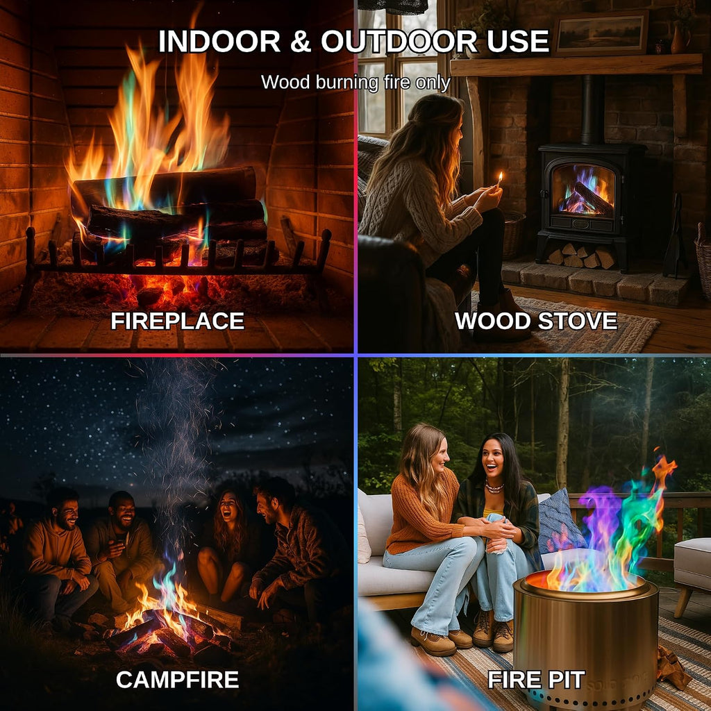 Dextreme Fire Color Changing Packets - Fire Color Packets, Color Changer for Campfires, Fire Pits, and Fireplaces, Longer Lasting Burn Time, Safe and Non-Toxic (25 Pack)