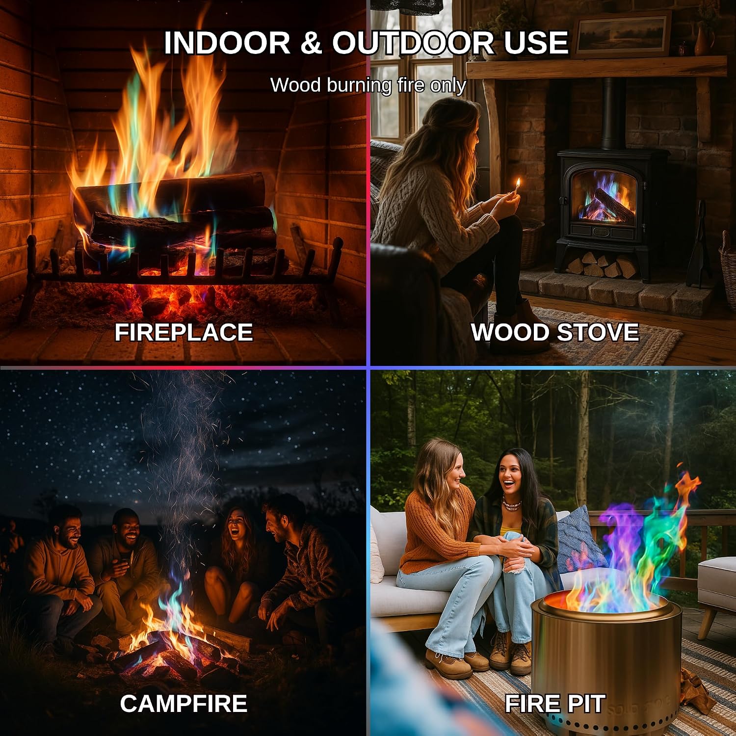 Dextreme Fire Color Changing Packets - Fire Color Packets, Color Changer for Campfires, Fire Pits, and Fireplaces, Longer Lasting Burn Time, Safe and Non-Toxic (25 Pack)