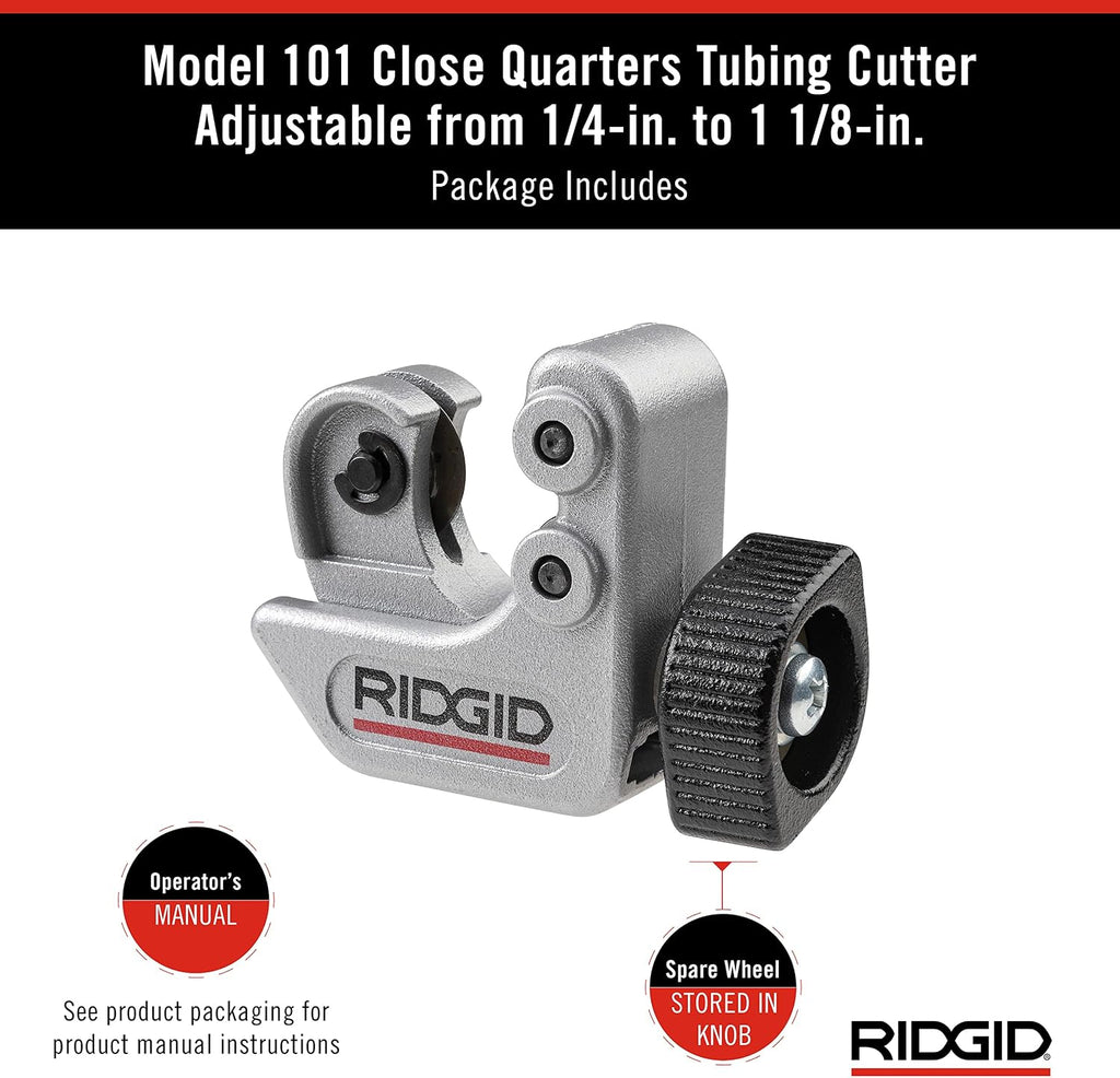 Ridgid - CC247 RIDGID 40617 Model 101 Close Quarters Tubing Cutter, 1/4-inch to 1-1/8-inch Tube Cutter Silver