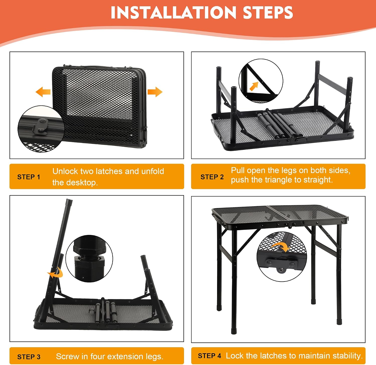 GREGIN Folding Camping Grill Table, Outdoor Metal Table. Foldable, Portable