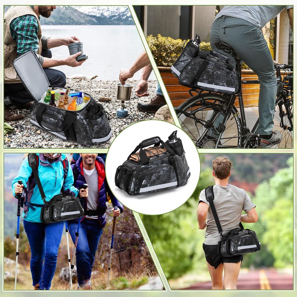 GRAOSO Bike Rear Rack Bag with Cooler Bag, Pannier Bags for Bicycles, 12L