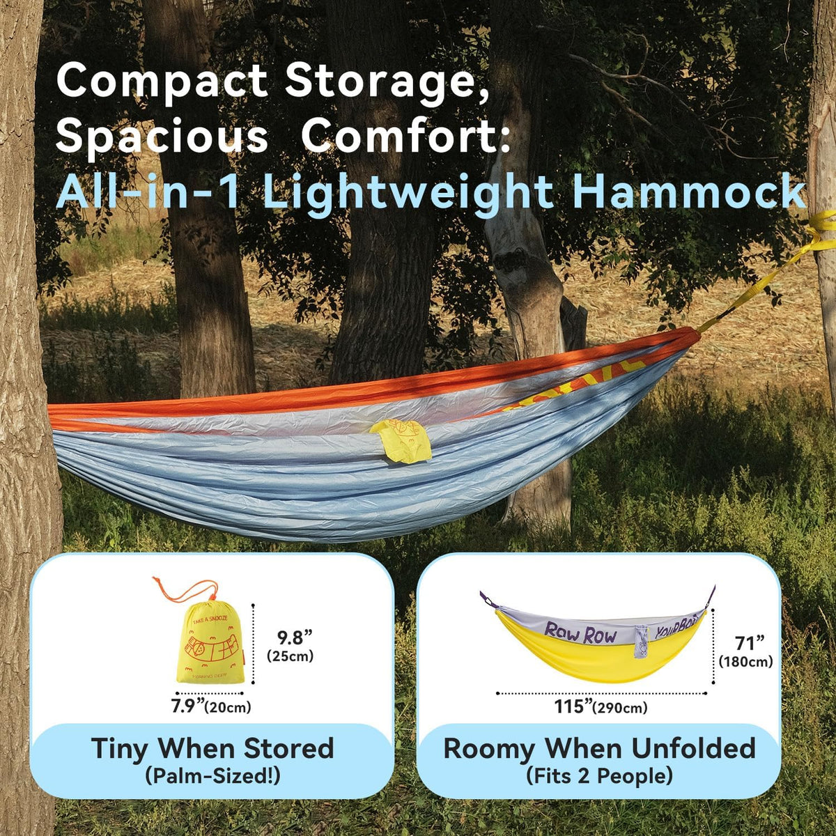Morning Deer Double Portable Hammock with Tree Straps