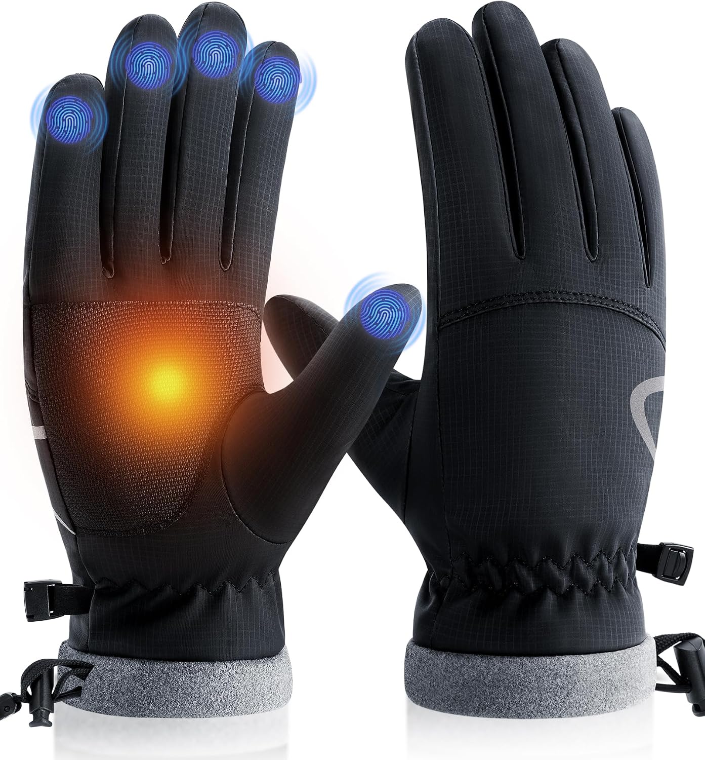 PULIOU Winter Waterproof Thermal Gloves for Men Women, Cold Weather Windproof Ski Snow Gloves with Touchscreen Fingers for Running Cycling Hiking Driving
