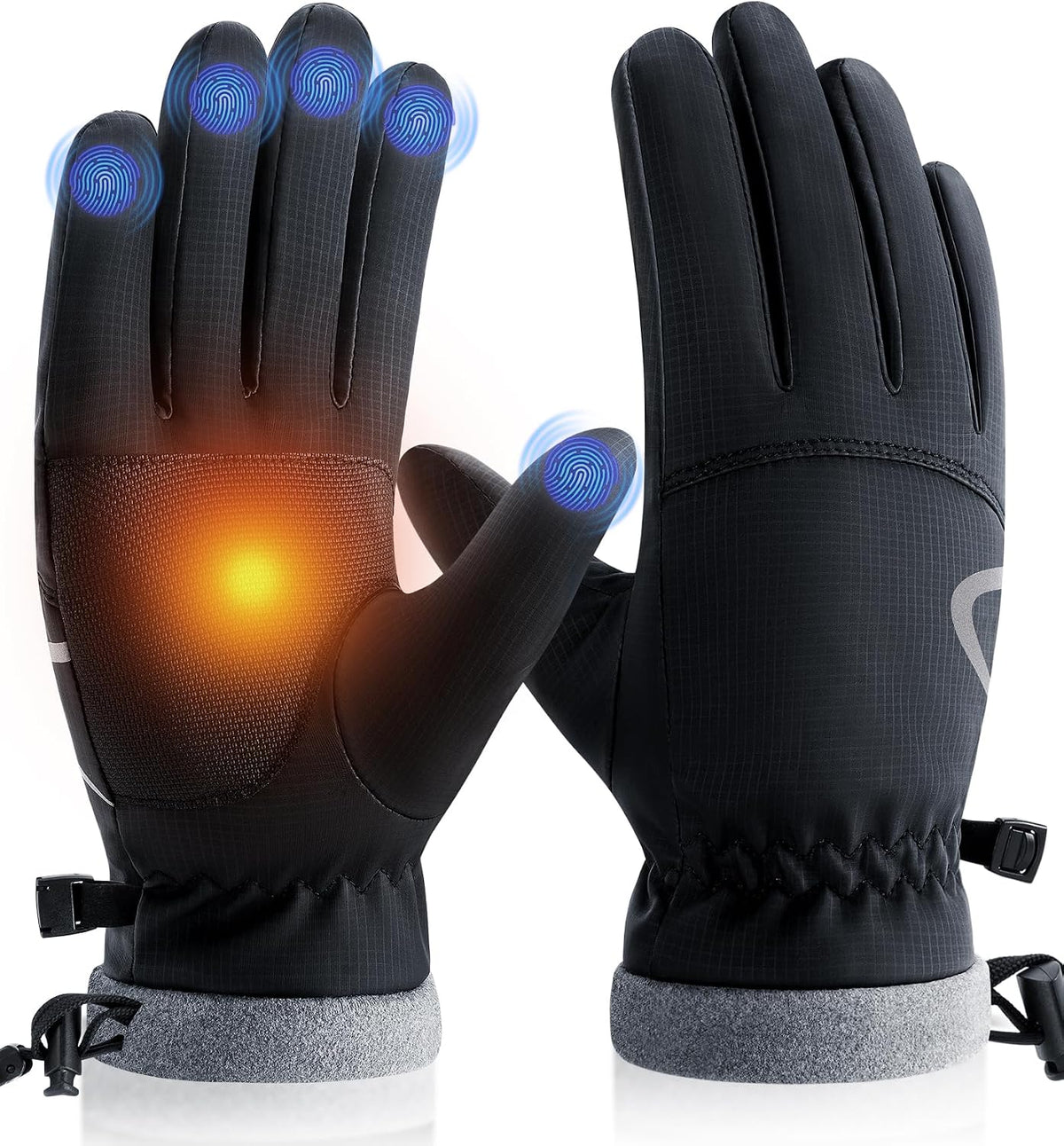 PULIOU Winter Waterproof Thermal Gloves for Men Women, Cold Weather Windproof Ski Snow Gloves with Touchscreen Fingers for Running Cycling Hiking Driving