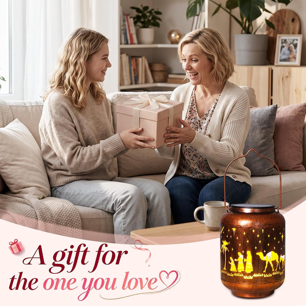 Homemory Gifts for Women, Solar Christmas Nativity Lanterns Outdoor Lights