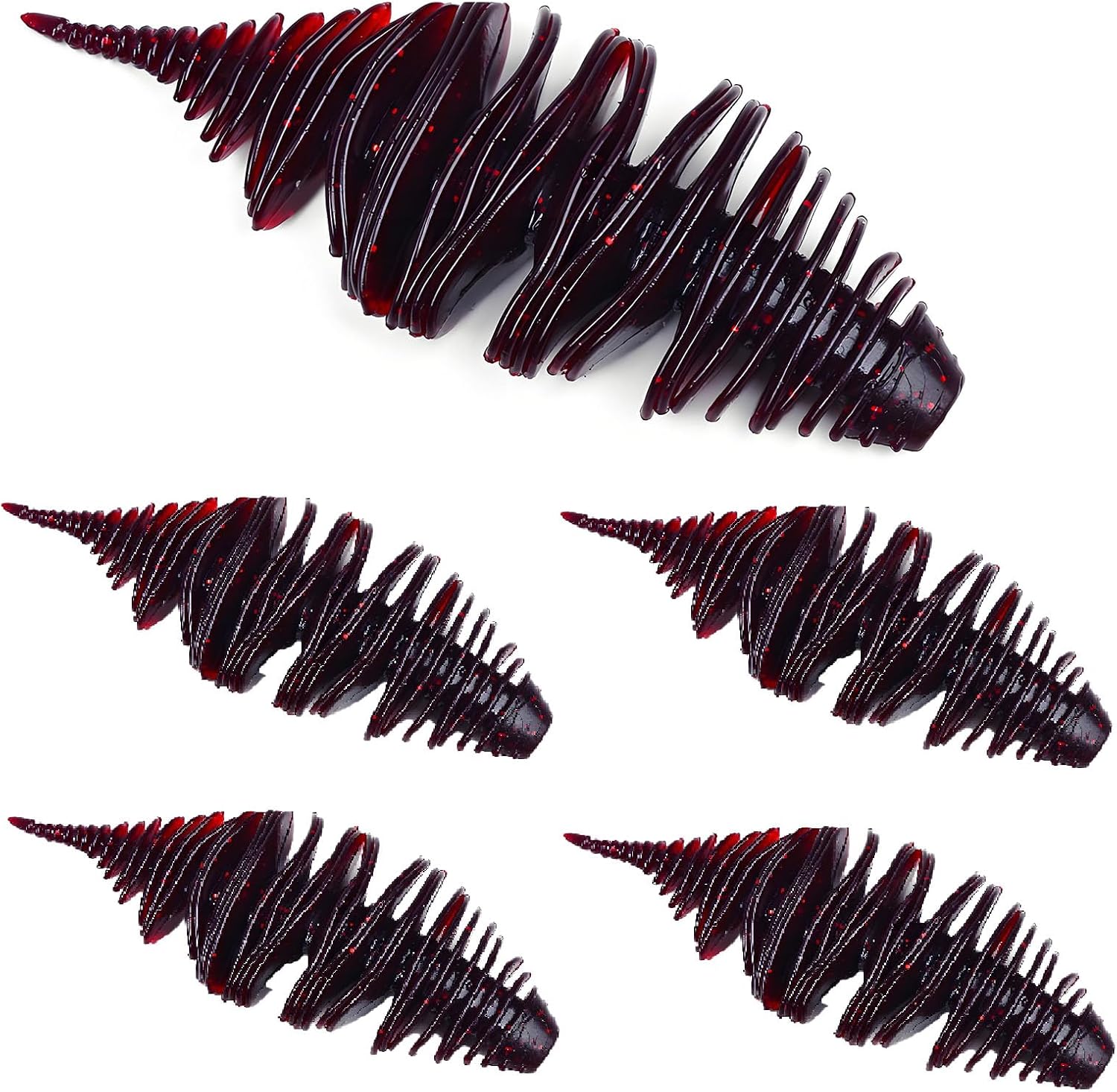 Soft Swimbait Lures, Soft Plastic Fishing Lures Kit, Bass Fishing Lure Swim Baits with 5 Color, Threaded Small Needle Tail for Trout, Crappie, Bass, Redfish, Freshwater, Saltwater