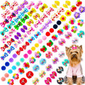 100Pcs Dog Hair Bows with Rubber Bands for Small Medium Dogs