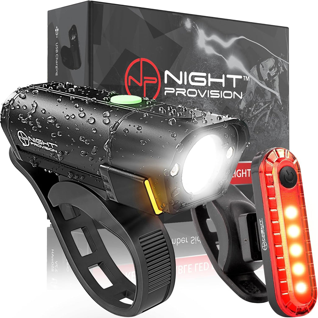 BX-500 Powerful USB-C Bike Lights Front & Back – New 500 Lumens LED - Bicycle Headlight & Taillight Set – USBC Rechargeable – Waterproof - Safety for Night Riding - (Optional - Premium Bike Bell)