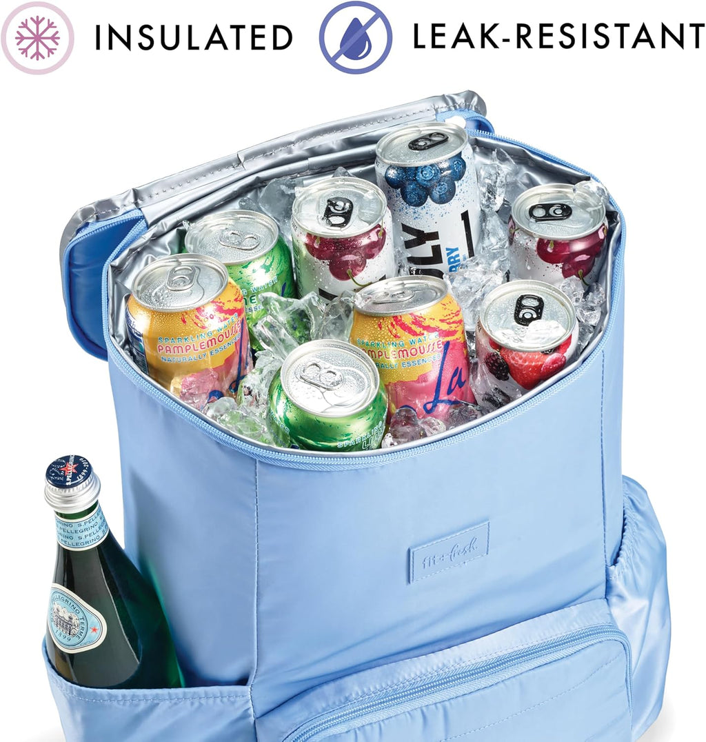 Fit & Fresh Insulated Backpack Soft Cooler – Leak-Resistant Beach & Travel Bag for Women, 24 Can Capacity Picnic & Cooler Bag