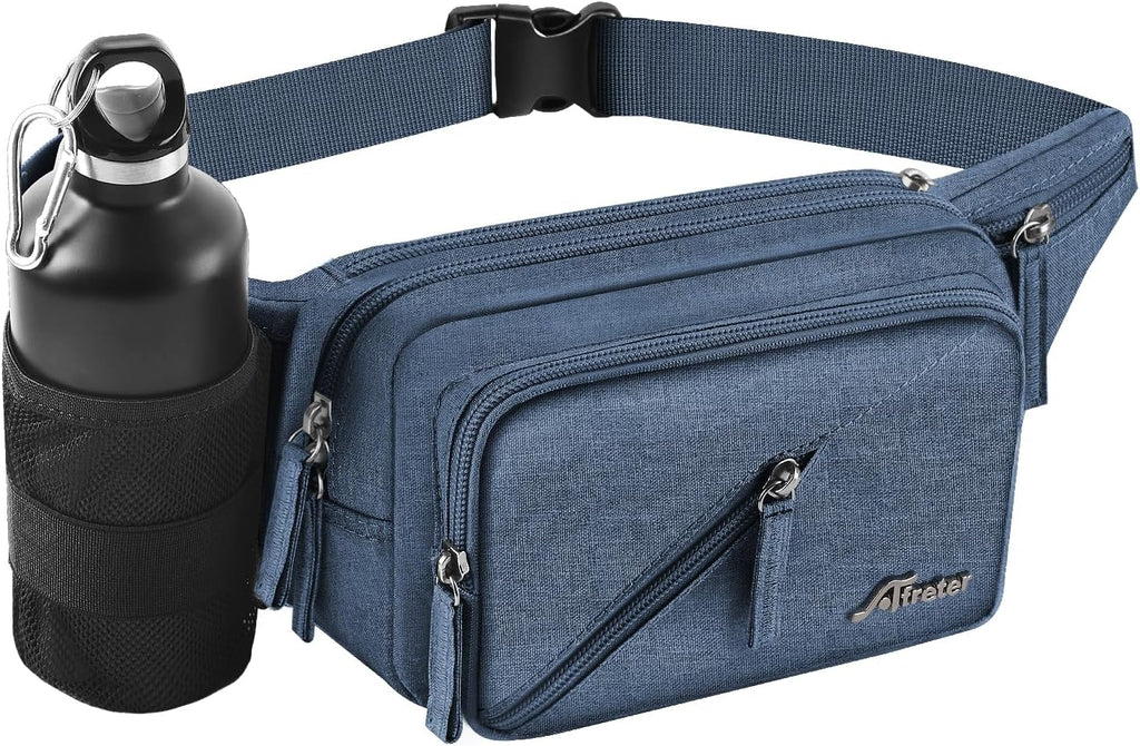 Fanny Pack Waterproof Waist Bag Pack Men Women Hip Bum Bag With Water Bottle Holder Adjustable Strap Suitable For Outdoors Workout Traveling Hiking Cycling Dog Walking Pouch Bag(black)