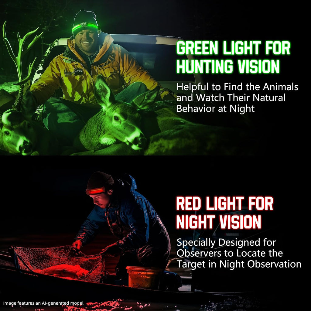 EGUKU Rechargeable Headlamp Beanie, 1200Lumens Bright Beanie with Light, 260°Wide Beam Unisex Hat Headlamp 11 Lighting Modes, Hat with Red&Green Light 5oz Lightweight for Women Men