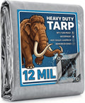 Artpuch Tarp 16x20FT, 12 Mil Heavy Duty Waterproof Poly Tarps with Grommets & Reinforced Edges, Multipurpose Protective Tarp Cover for Outdoor Camping, Tent, Car, Silver/Black